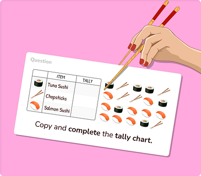 Sushi Question art branding chopsticks chopstix design digital art education illustration educational art fish illustration logo maths maths art maths exam question red nails salmon sushi sushi roll vector art