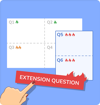 Extension Questions branding design difficulty digital art education illustration educational art extension fire flames illustration landing page logo maths art maths exam questions ui