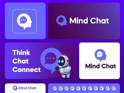 Mind Chat logo branding ai ai interaction ai logo ai sms aichat bot brand identity branding chatdesign convertion logo design logo logo design mind logo robot smartconvo talk with robot text virtual assistant visual identity