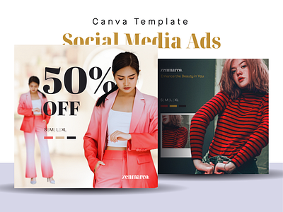 Social Media Ads Template - Canva 02 ads advertising canva fashion free freebies model social social media template woman