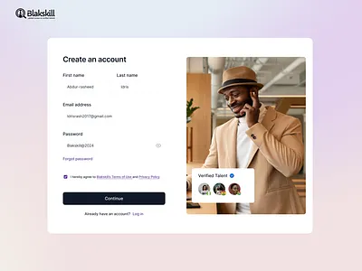 BlakSkill - Sign up page