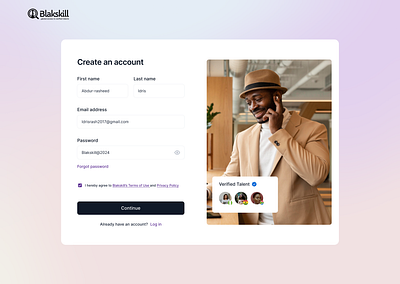 BlakSkill - Sign up page