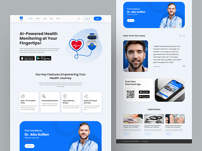 AI-Powered Health Monitoring With Telemedicine! agency ai app ai atifi ai health ai powered app artificial intelligence branding health monitoring healthcare medical medical app medical landing page telemedicine ui web design