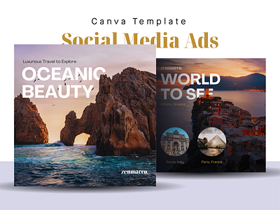 Social Media Ads Template - Canva 04 ads advertising canva city free freebies luxury nature ocean social social media template travel world