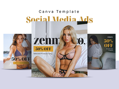 Social Media Ads Template - Canva 06 ads advertising bikini canva fashion free freebies lingerie panties sexy social social media template underwear woman