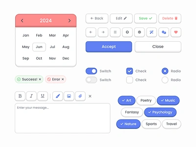 UI Style button calendar cartoon checkbox children chip design system edit field game input kids pill radio style tag text toggle ui ui kit