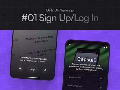 Daily UI Challenge #01/100 ai artificial intelligence button dailyui day 01 experience design grid system hi fi mockups inspiration interaction design interface design login onboarding product design signup test field typography ui uiux design ux