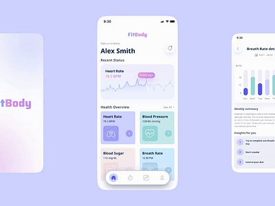 Fitness App UI app body tracker clean diet digital fitness fitness habit health health tracker healthy living heart rate interaction ios mobile app smart fitness sports temperature tracker ui workout