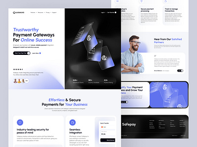 Safepay - Fintech Website Landing Page Design bank card clean finance financial fintech grow landing page management payment payment service product design saas ui uiux wallet web design website