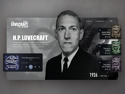 Lovecraft Library | Concept audiobook books concept library lovecraft ui webdesign