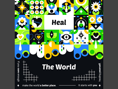 Heal the World 🌍 abstract background dailyui design flat geometric art geometric design geometry graphic design healing icon identity illustration love minimal outline pattern peace shapes vivid