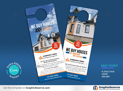 Real Estate Door Hanger Design Canva Template canva realtor door hanger door hanger canva template