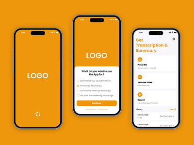 Transcription & Summarizer App - Clean and Intuitive Design mobile app summarizer app transcription app ui ui design