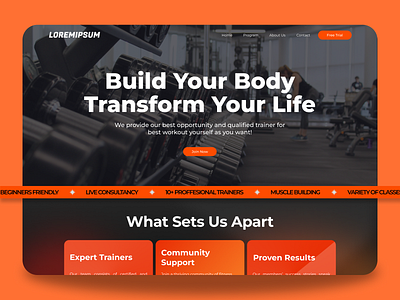 Fitness Website black fitness fitness website gym gym website orange oren ui uiux uiux design ux website