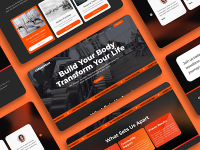 Fitness Website black design fitness fitness website gym gym website orange oren ui ui design uiux design ux ux design website