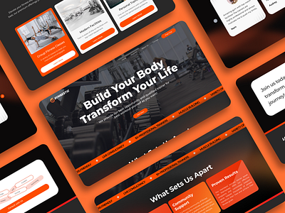 Gym Website black design fitness fitness website gym gym website orange oren ui ui design uiux design ux ux design website