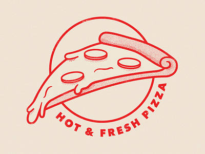 Hot & Fresh duplitone graphic design halftone illustration pizza red vector