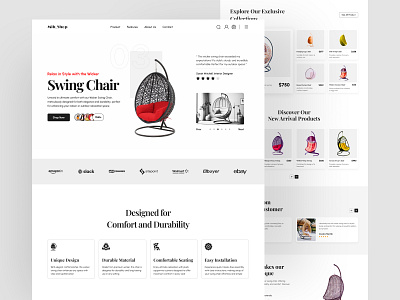 Swing Chair Shopify E-commerce Landing Page Design chair clean design ecommerce furniture home homedecore ikea interior landing page design minimalistic product landing page shop shopify shopify store swing chair ui ux design web design website design