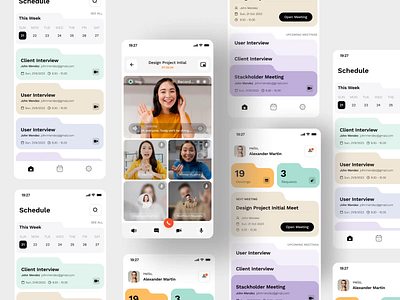 MeetHub - Meeting Schedule Mobile App Animation animation apps b2b interaction interview interview app ios management management apps meeting motion graphics productivy saas schedule task task apps ui animation ux canban vektora video call