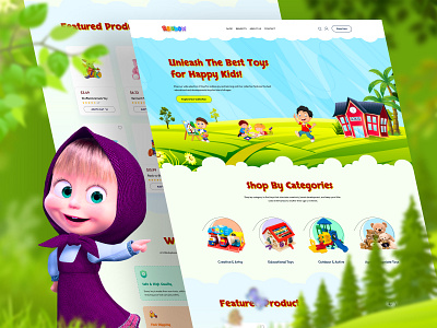 Kid's Toy Shopify E-commerce Landing Page Design branding childrens ecommerce clean clean ui design design ecommerce website kids toy store kids web ui landing page design online store online toy shopping product landing page shopify store toy shop toys ui ux design web design webflow website design