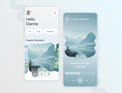 Mediation App Concept app app concept app design fitness app health app illustration ios app meditation meditation app meditation ui mobile app new app relaxation app ui design yoga yoga app