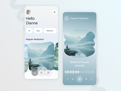 Mediation App Concept app app concept app design fitness app health app illustration ios app meditation meditation app meditation ui mobile app new app relaxation app ui design yoga yoga app