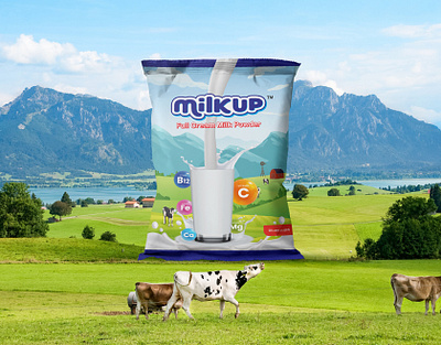 MilkUp Milk Powder Packaging Design adobe illustrator adobe photoshop branding fmcg food food beverage full cream milk powder graphic design label design milk pouch packaging design milk powder packaging design pouch design