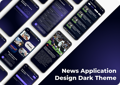 QUICK NEWS APPLICATION DARK THEME android app dark theme dark theme app detailed screen figma ios app mobile app news listing onboarding screen quick news app registration ui uiux design ux