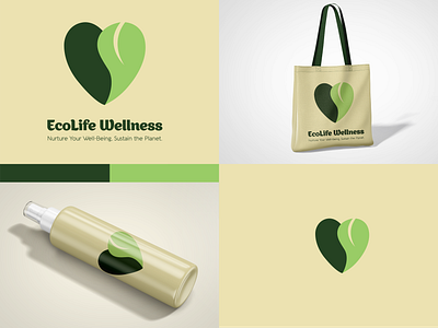 EcoLife Wellness bag mockup beige brand design brand identity brand mockup branding design ecolife logo fitness logo green logo logo design skincare logo spa typography wellness logo