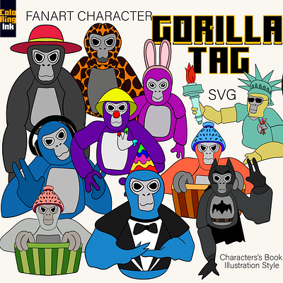 Gorilla Fanart Minion SVG Characters Bundle Project book cover character design gorilla t shirt design