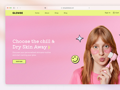 Vibrant beauty landing page design for Gl beauty branding cream design ecommerce graphic design health illustration landi landing page online store product skin care store ui ui design user interface ux design web design