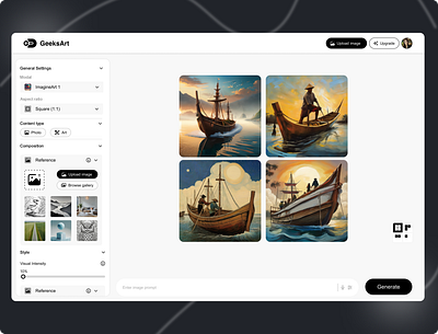 GeeksArt Image Generative Tool ai tool animation artificial intelligence design trend geeks in design geeks in ux geeksart graphic design image generative tool ui interaction design machine learning marketing muhammad nawaz rizvi prototype ui case study ui design video ui kit uiux
