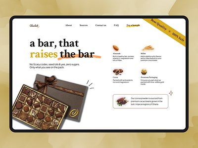 Choclati Landing page! bar branding cacao chocolate chocolate bar design figma hero ui ux website