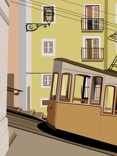 Can you guess the city? art buildings city illustration illustrator lights shadow tram