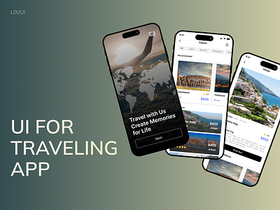 Travelling App: A Visually Stunning Onboarding and Explore Trips animation app branding discover explore figma graphic design logo travel trips ui ux