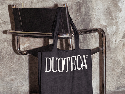 DUOTECA branding identity logo totebag typography