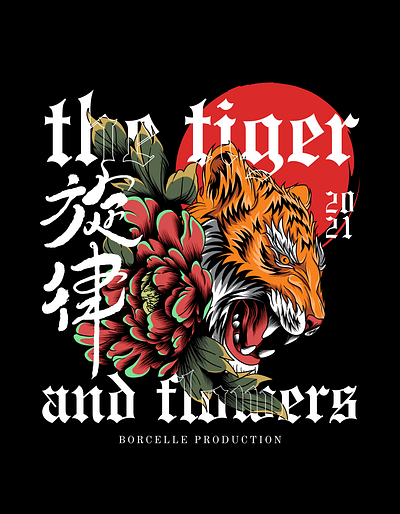 Japanese Tiger Dark Fantasy illustration