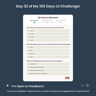 Day 32/100 - Survey Screen UI ui