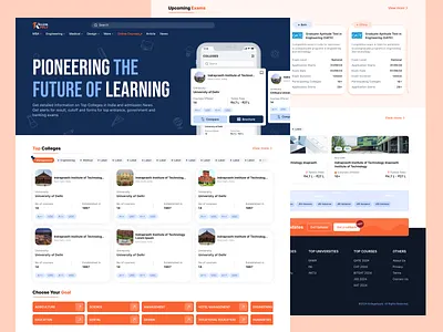 College Search Website Homepage app cards design collegehomepage collegewebsite design graphic design homepage typography ui ux uxui vector website wesitehomepage