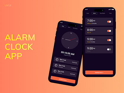 Alarm Clock App: Simplified Time Management and Alarm Control alarm clock app branding clock design figma graphic design illustration logo ui ux