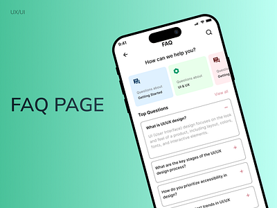 FAQ Page: Streamlined Information Access for Users app branding design faq figma graphic design illustration logo ui uiux ux