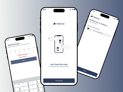 TalkZone App: Seamless Onboarding with Secure Verification app chat contact design figma sms ui ux