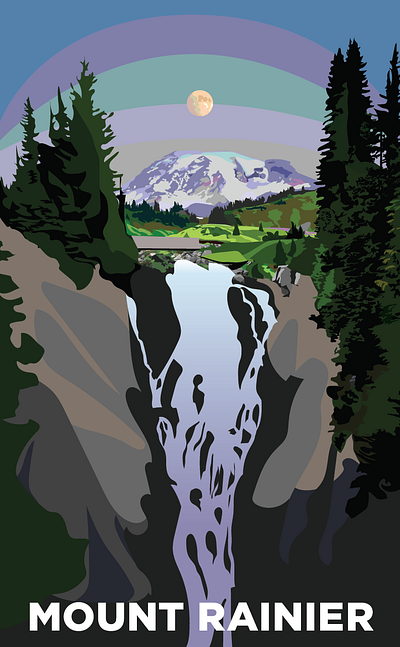 Mount Rainier National Park Poster design graphic design illustration