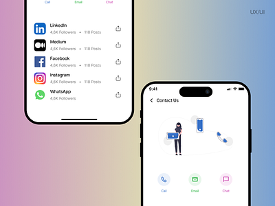 Contact Us: Connecting Users with Ease app branding contact us design figma graphic design illustration logo socialmedia links ui ux vector