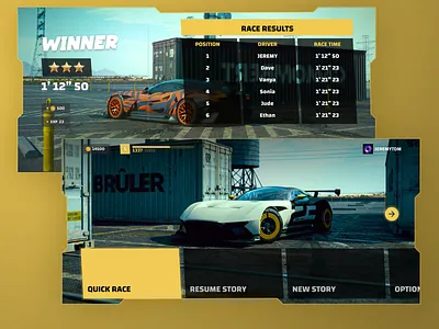 Car Racing Game || UI Design car race design figma game game ui gamefi illustration interaction product design rive ui ux