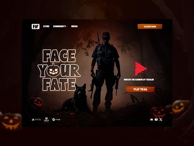 Landing Page Design & Prototype || Halloween Game ame ui design figma game design game website gamefi halloween hero hero ui illustration interaction interactive design interface landing page product design prototype ui ux