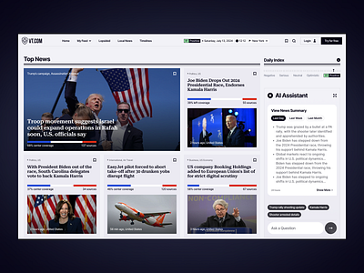 AI Website Design news page ✦ VTNews ai design interface product service startup ui ux web design