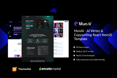 🌟 MunAi - AI Writer & Copywriting React NextJS Template ai content ai writer animation content generation copywriting emailjs framer motion frontend development modern web munai template nextjs openai reactjs redux toolkit responsive design tailwind css typescript user experience web design web development