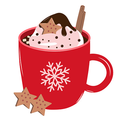 Vector illustration of hot chocolate drink for Christmas