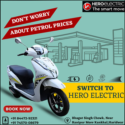 Advertisement for Hero electric 3d graphic design logo